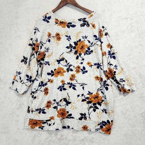 Market & Spruce Floral Print Pullover Knit Top Size 2X - Picture 2 of 7